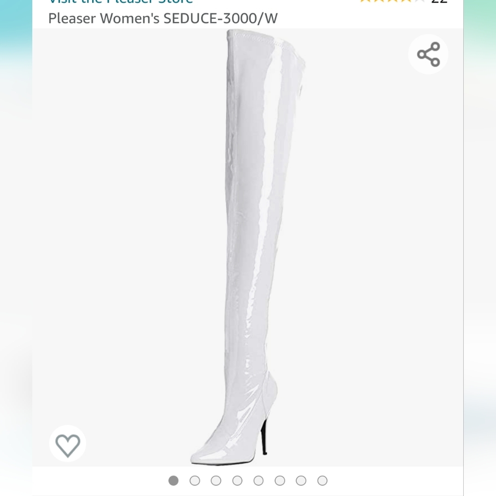 NIB Pleaser Seduce 3000 White Patent Leather Thigh High Boots with Heel Sz 9